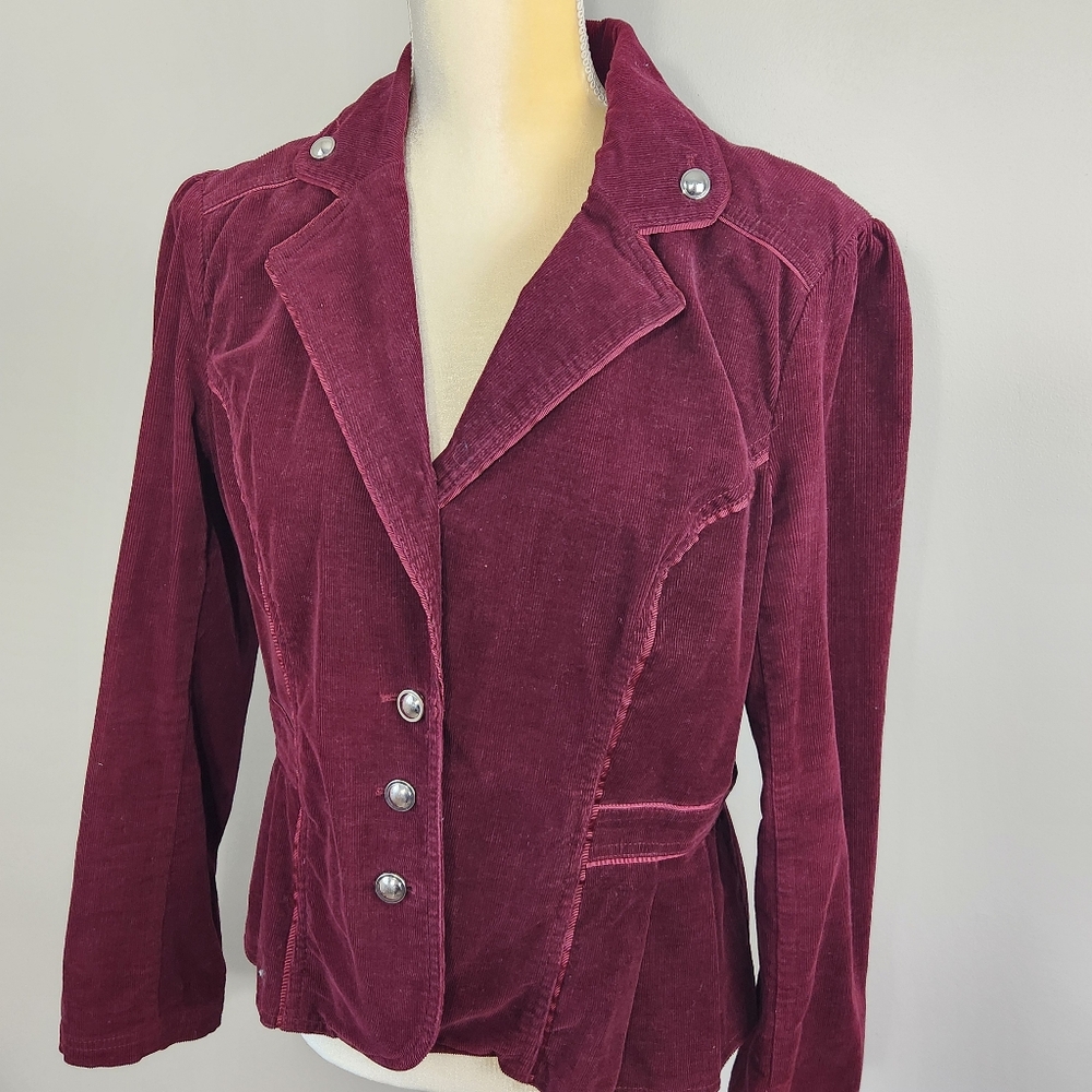Roz & Ali Corduroy Blazer Size M Silver Buttons Retro Y2K Vibes Gilmore - Picture 10 of 12